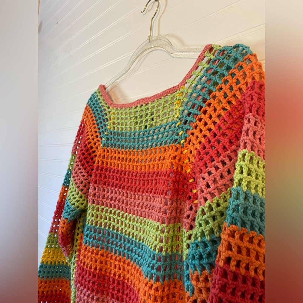 Farm Rio Multicolor Crocheted Cotton Dress NWOT Small - Picture 11 of 14